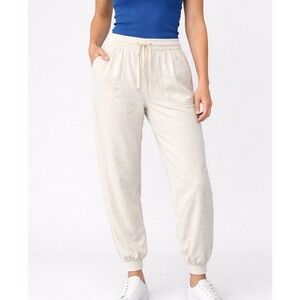 Splendid Womens Linen Blend Jogger Pants Off White RS0C700 Medium
